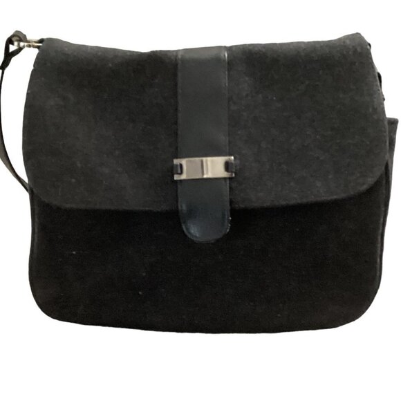 VTG 80s Hato Hasi Wool Blend Crossbody Shoulder Bag Satchel Messenger Gray 153D - Picture 1 of 13